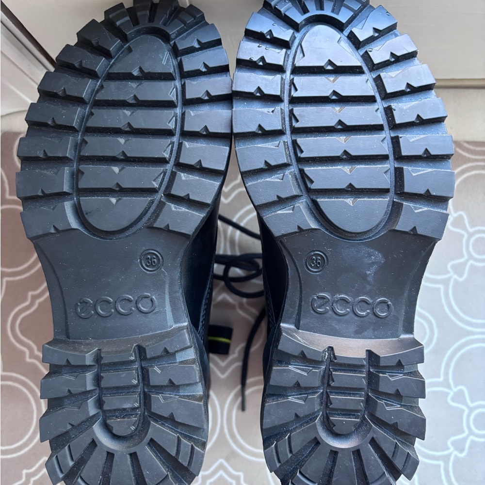 Ecco Women's Black Lace-Up Combat Boots - Picture 4 of 4